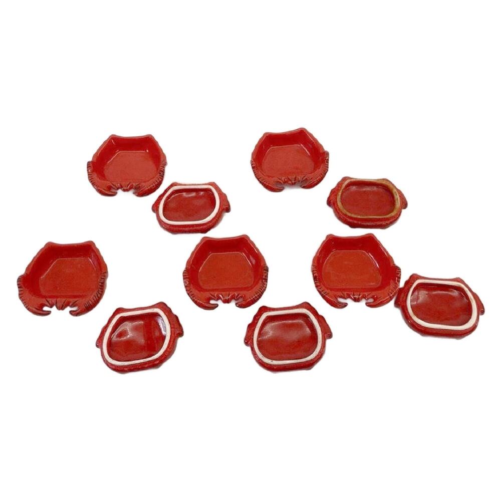 Vintage Red She Crab Soup Tureen and Cocottes, Set of 6 - Picture 8 of 11